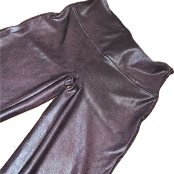 Spanx Women's Stretch Brown Faux Leather Leggings Tummy Control Slimming - Picture 7 of 11